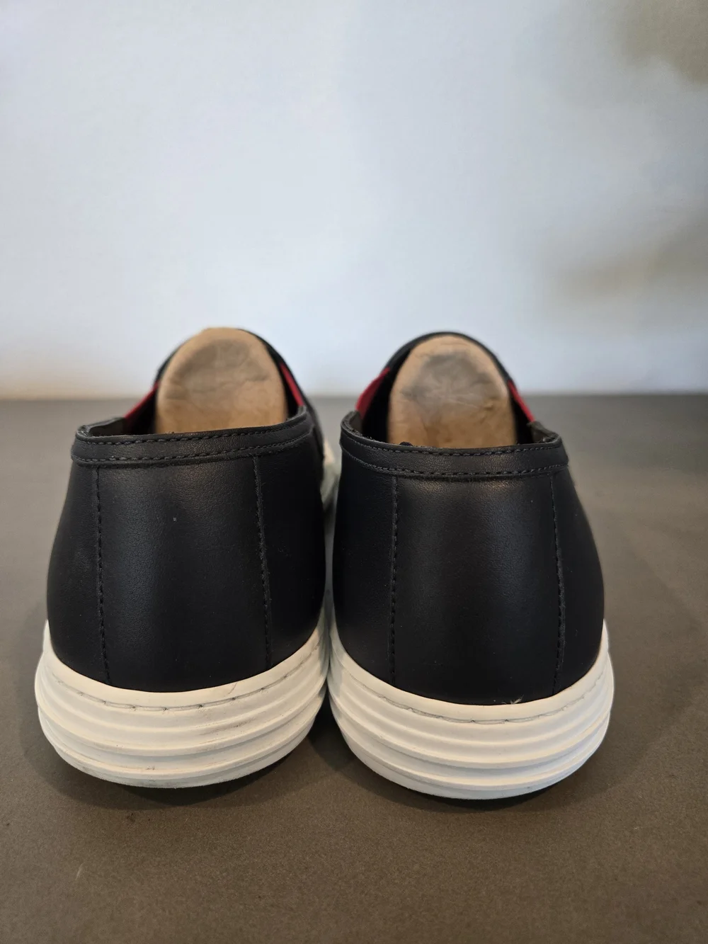 Gucci Ace Leather Slip-on Navy Blue With Red And White Accents